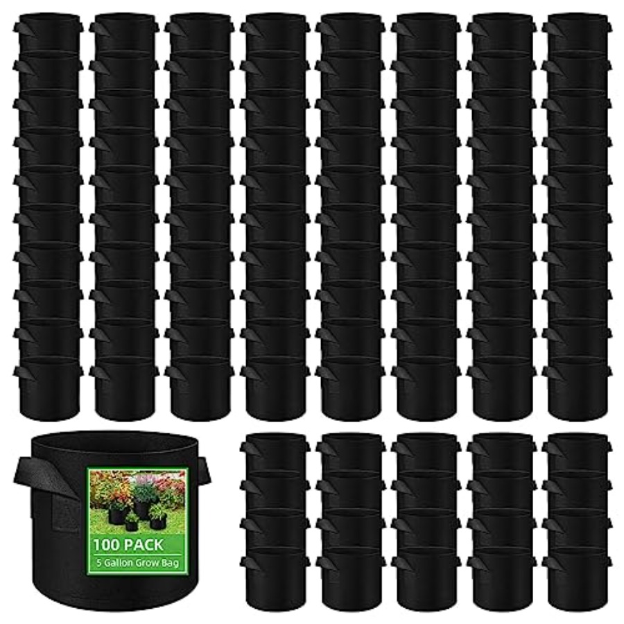 Grow Bags - 100-pack 5 gallon kweekzakken voor groenten/bloemen/planten,