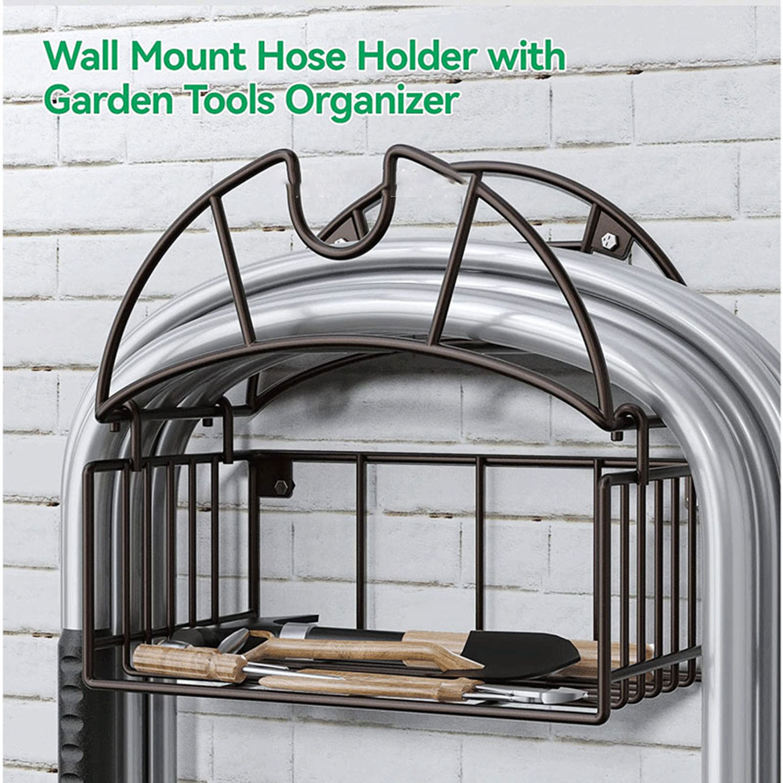 Gardening Tools Organizer - Wandmontage tuinslanghouder met gereedschapsorganisatorbeugel Stevige waterpijphanger