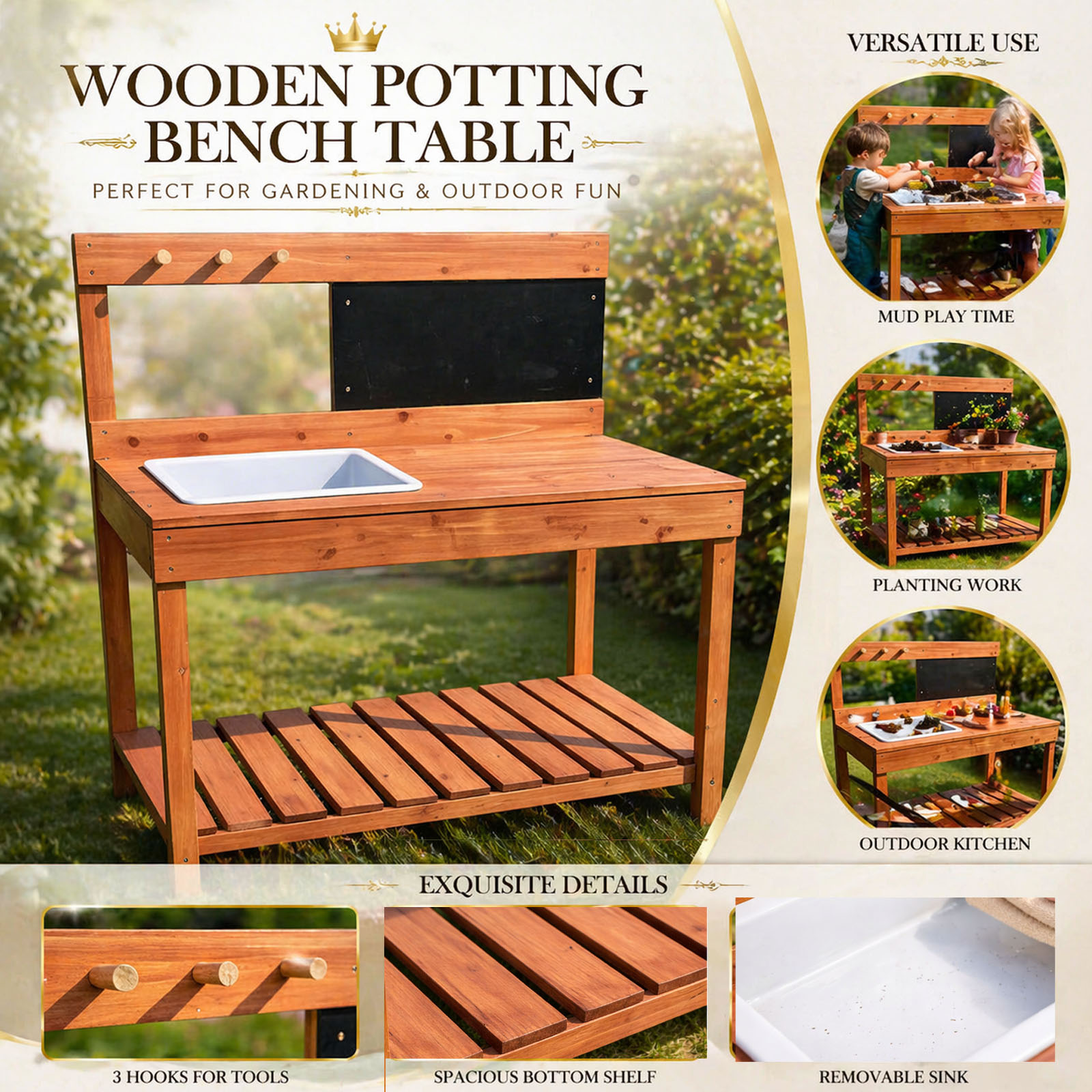 Houten plantentafels voor kind - Gardening Tools For Kids recensie en prijs